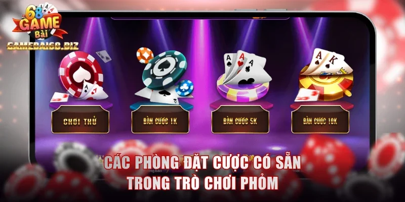Đánh Bài Online - Cách Giải Trí Đặt Cược Nhận Tiền Thật 2 Các phòng đặt cược có sẵn trong trò chơi Phỏm