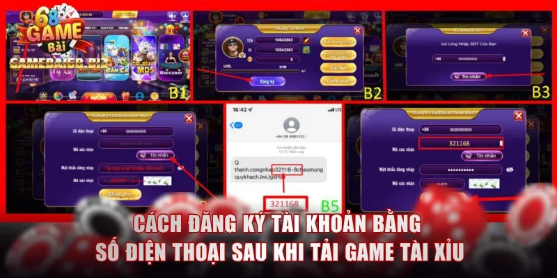 Cách đăng ký tài khoản bằng số điện thoại sau khi tải game Tài xỉu