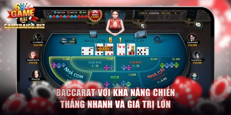 Cược Baccarat với khả năng chiến thắng nhanh và giá trị lớn